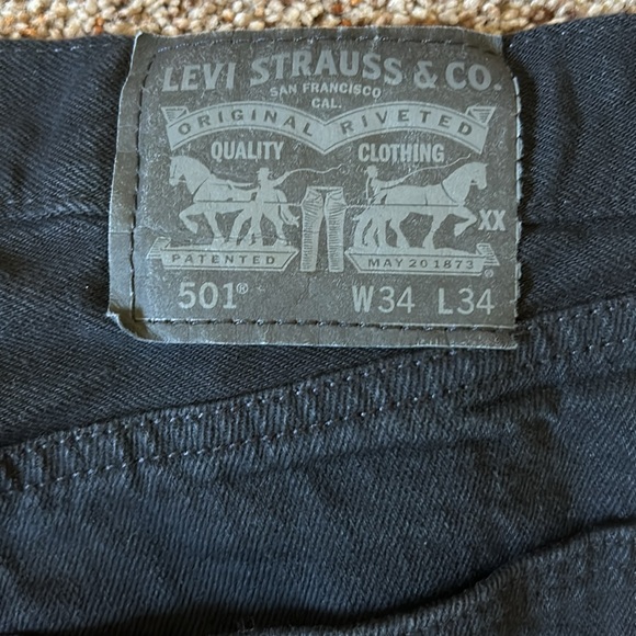 Levi’s 501 relaxed fit button fly denim jeans in black size 34 X 34 - Picture 6 of 7